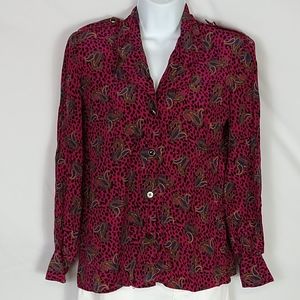 Vintage Womens Purple Silk Blouse Size 6